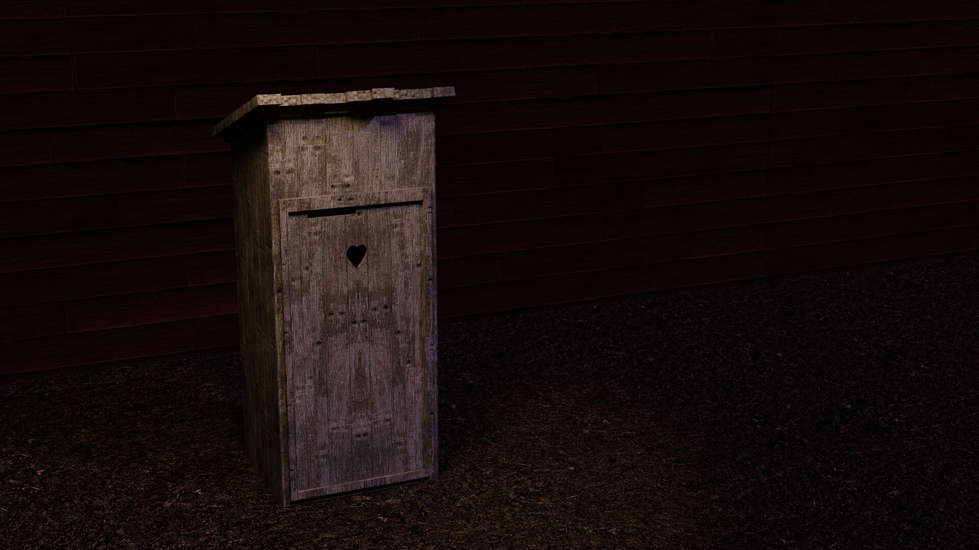 Wooden restroom with withered plank Free low-poly 3D model_1