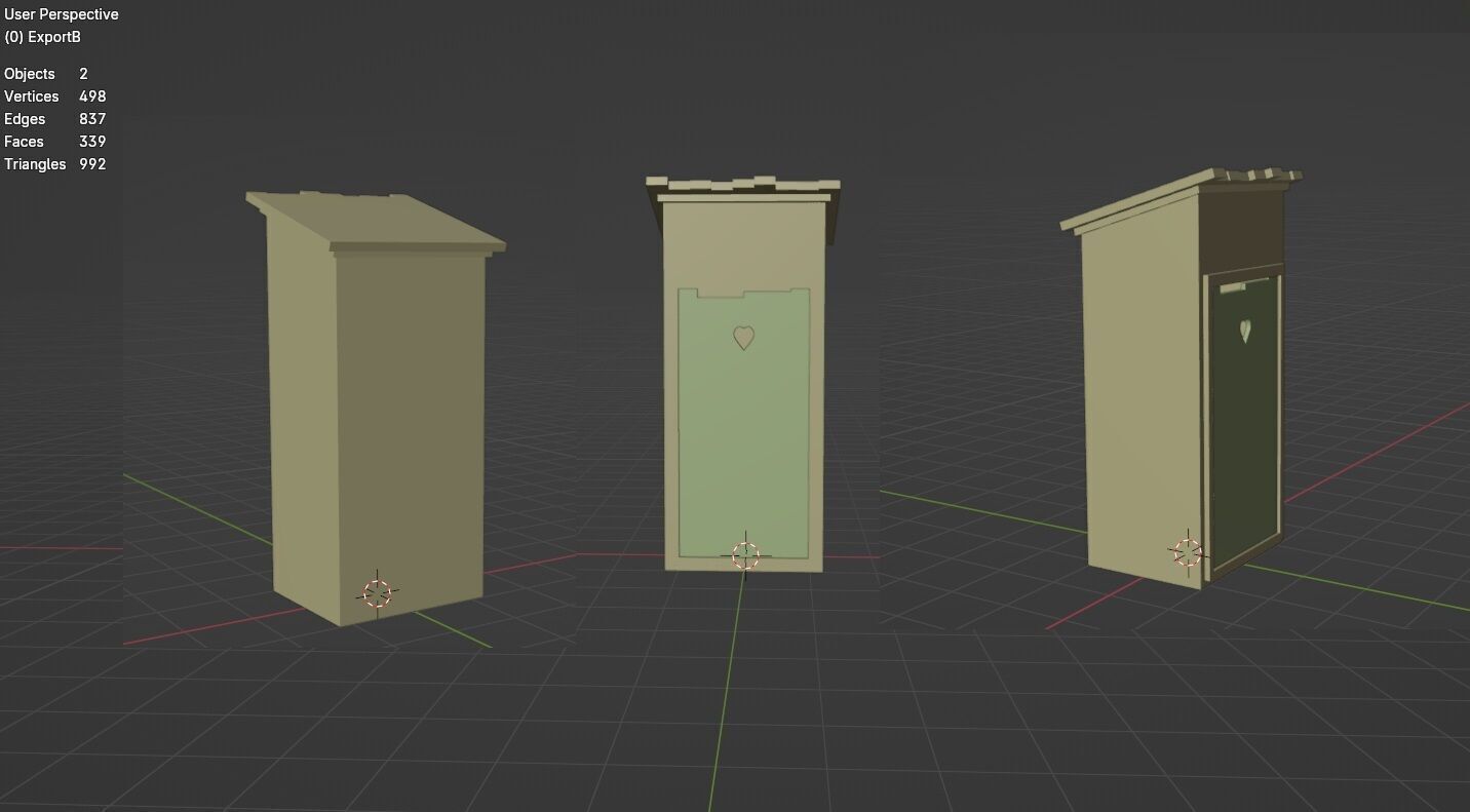 Wooden restroom with withered plank Free low-poly 3D model_5
