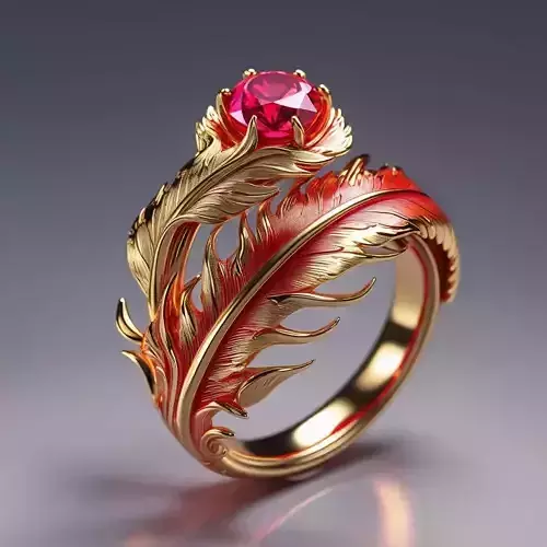 Phoenix Flame Ring  Luxury Gold Fantasy Design 3D print model