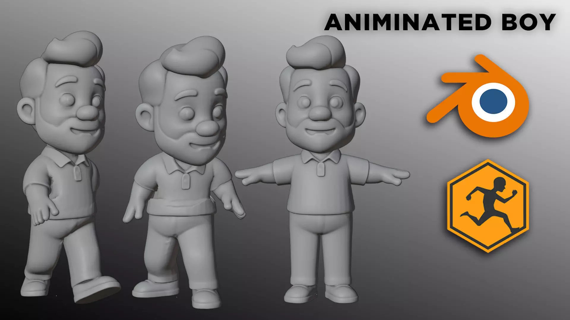 Animated Cartoon Man Character 3D model