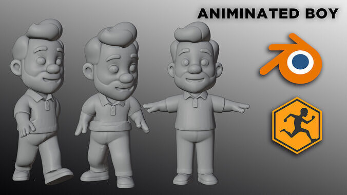 Animated Cartoon Man Character 3D model