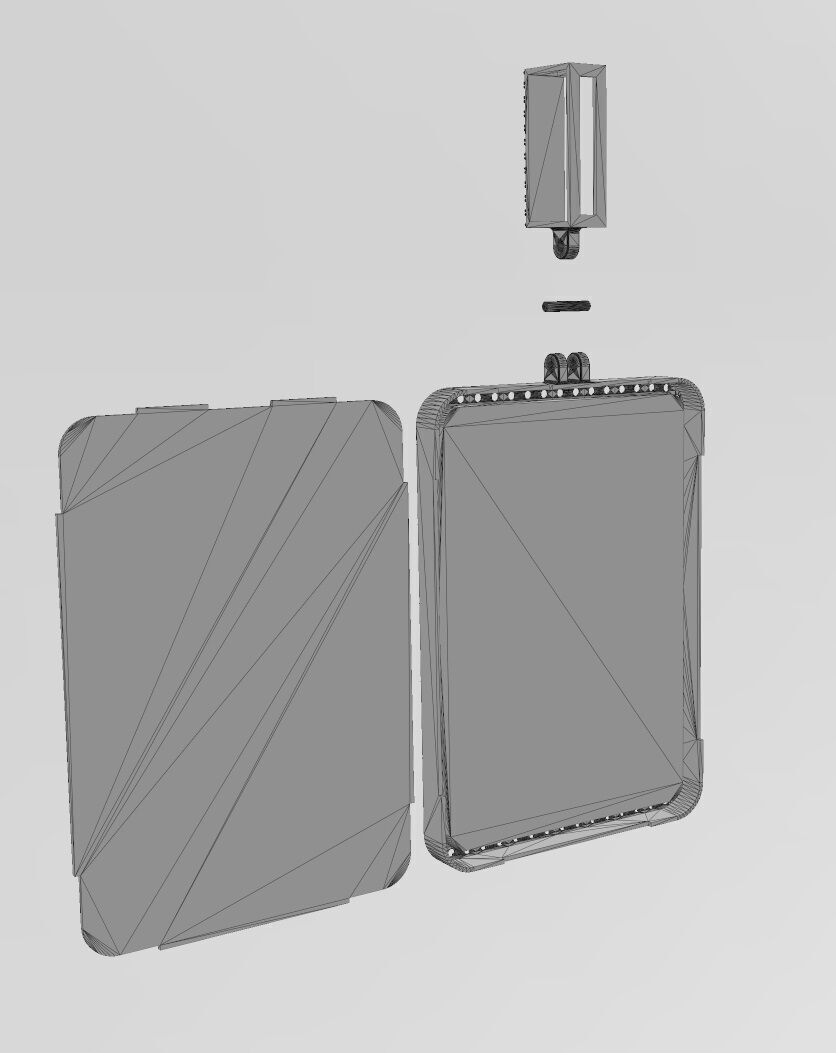 Claddagh crown heart rectangular diamond bling pendant with bail 3D print model_14