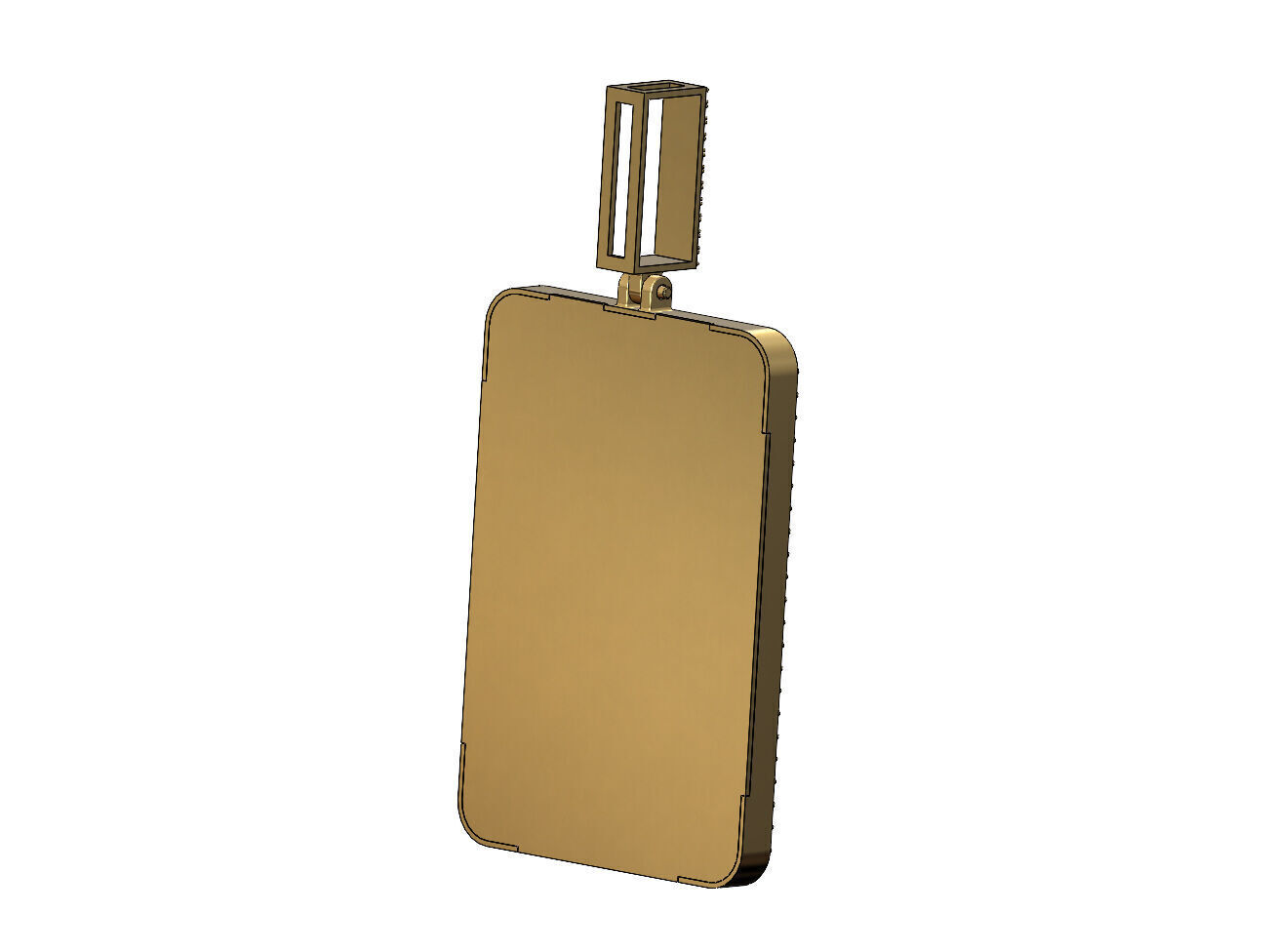 Claddagh crown heart rectangular diamond bling pendant with bail 3D print model_4