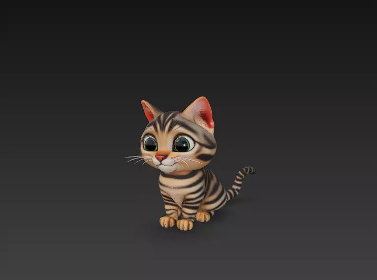 Domestic Kitten Model Basic - Low Poly Simple Low-poly 3D model Low-poly 3D model_0