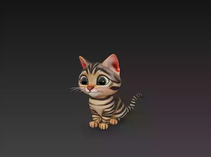 Domestic Kitten Model Basic - Low Poly Simple Low-poly 3D model