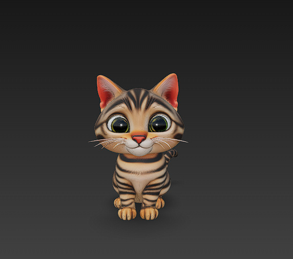 Domestic Kitten Model Basic - Low Poly Simple Low-poly 3D model Low-poly 3D model_1
