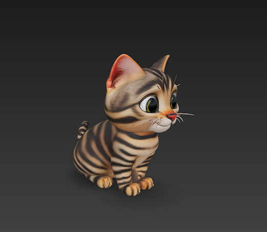 Domestic Kitten Model Basic - Low Poly Simple Low-poly 3D model Low-poly 3D model_2