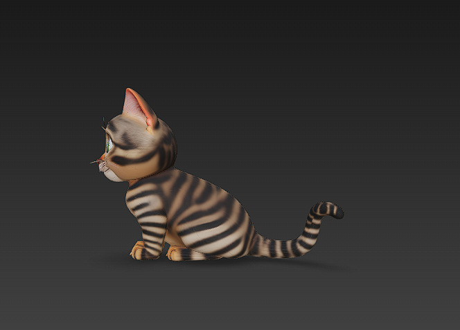 Domestic Kitten Model Basic - Low Poly Simple Low-poly 3D model Low-poly 3D model_3