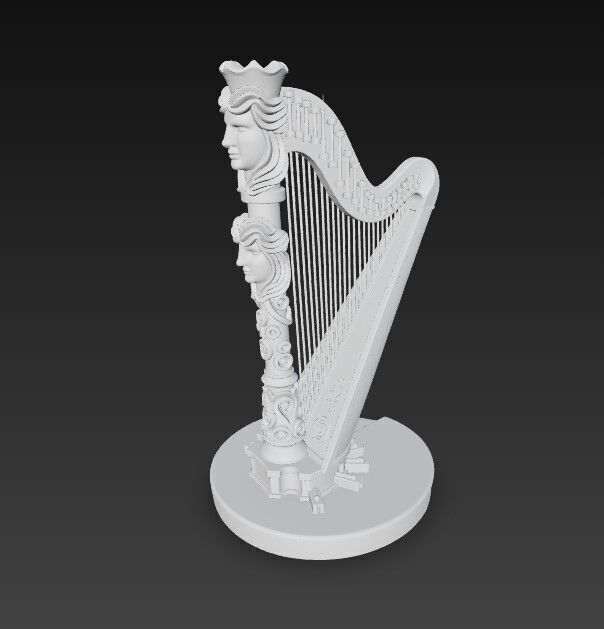 3D Printable Antique Inspired Harp Statue 3D model_17
