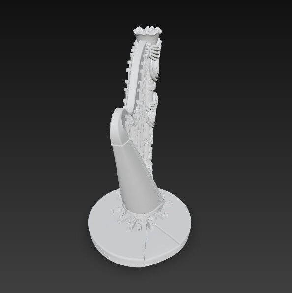 3D Printable Antique Inspired Harp Statue 3D model_6