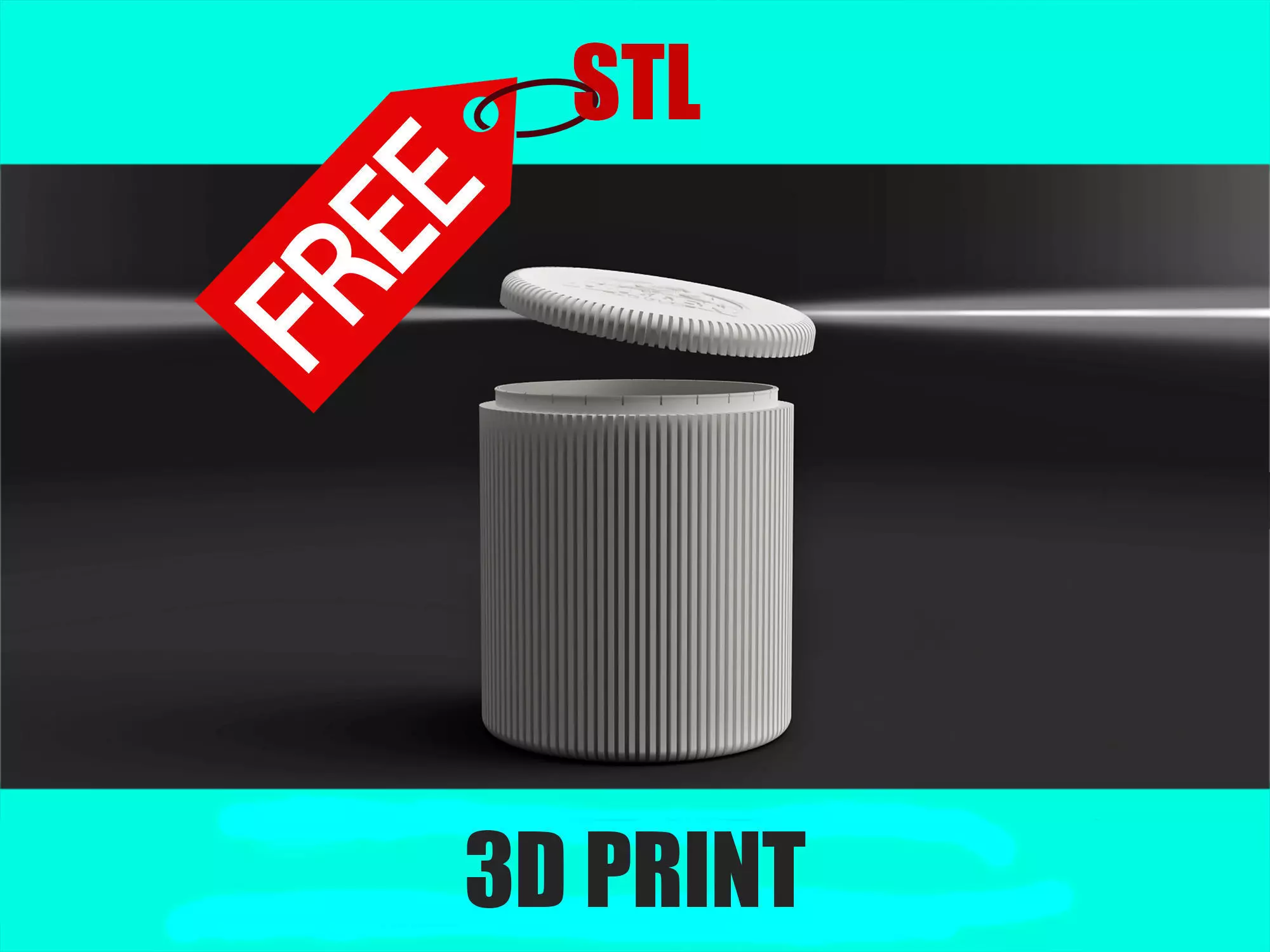 SnapLid Storage Jar 3D Model 200x176mm Container STL File Free 3D print model_0