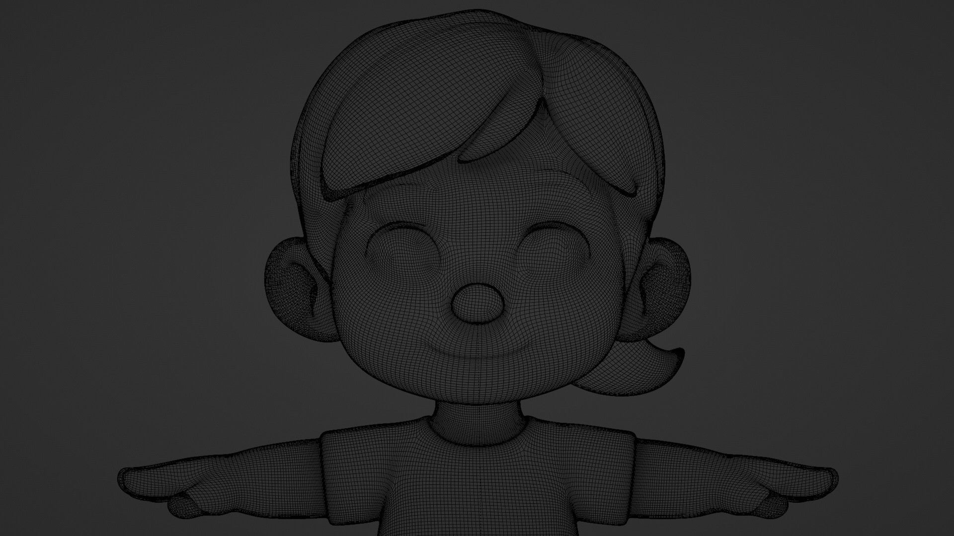 Animated Cartoon Girl Character 3D model_2