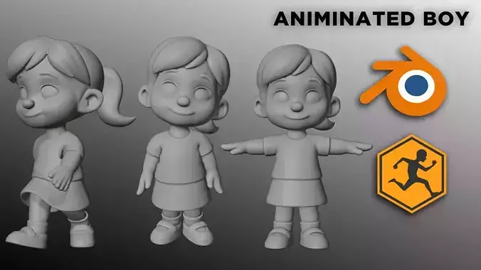 Animated Cartoon Girl Character