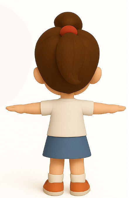 Animated Cartoon Girl Character 3D model_5
