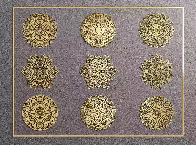 Mandala Decorative Laser Cut Pattern Collection - 3ds Max Corona