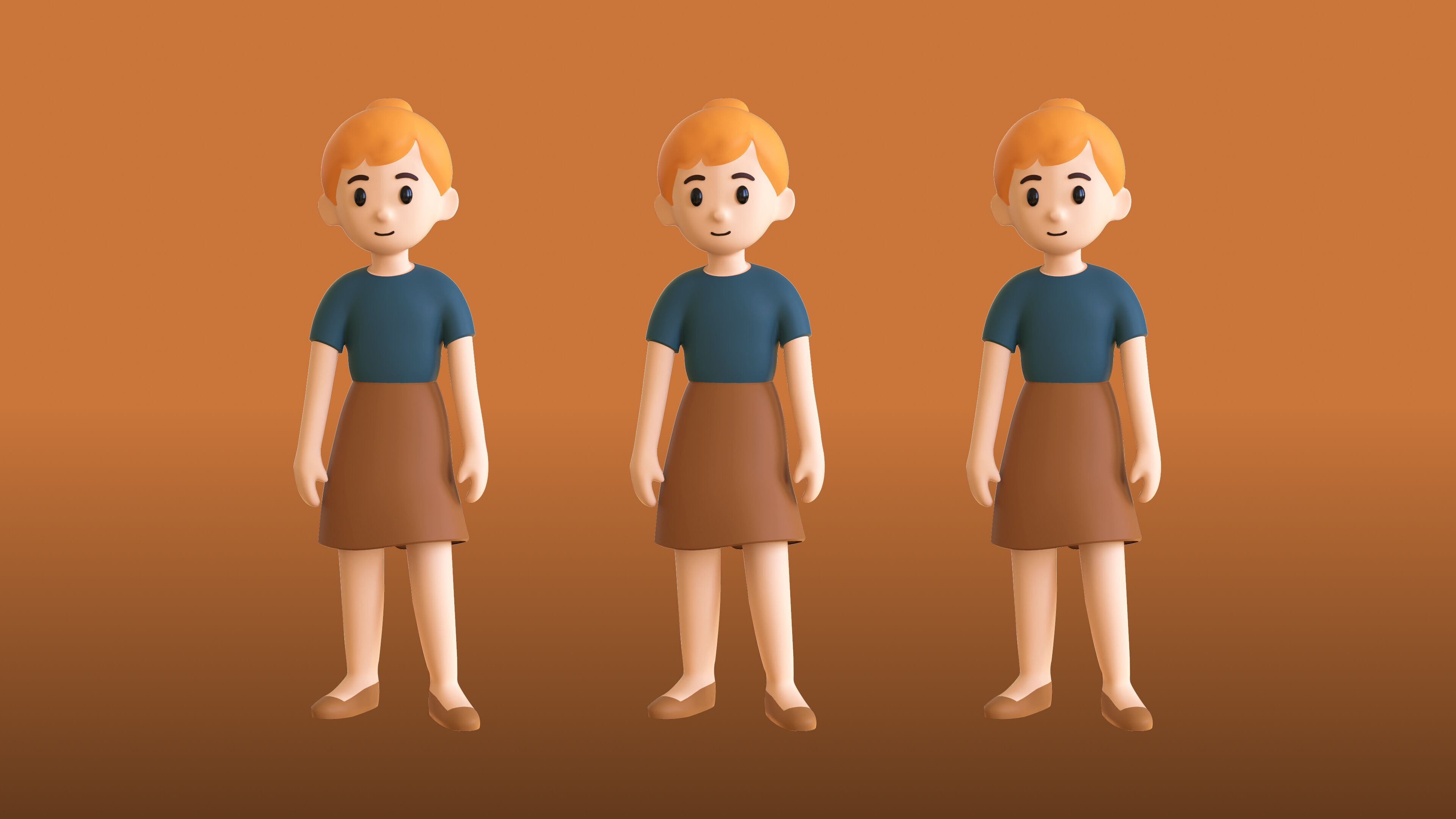 Casual Characters 02 Low-poly 3D model_18
