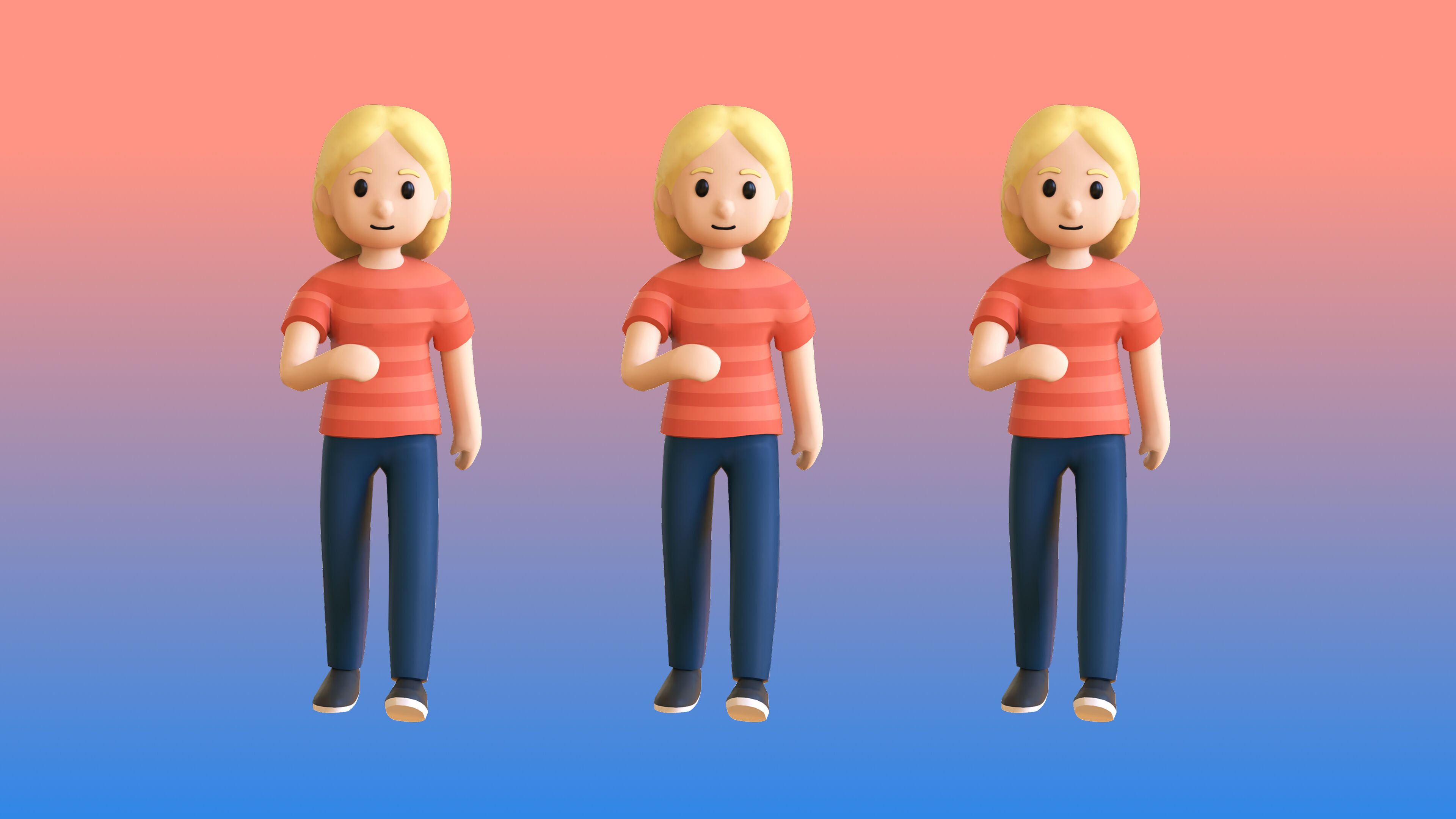 Casual Characters 02 Low-poly 3D model_15