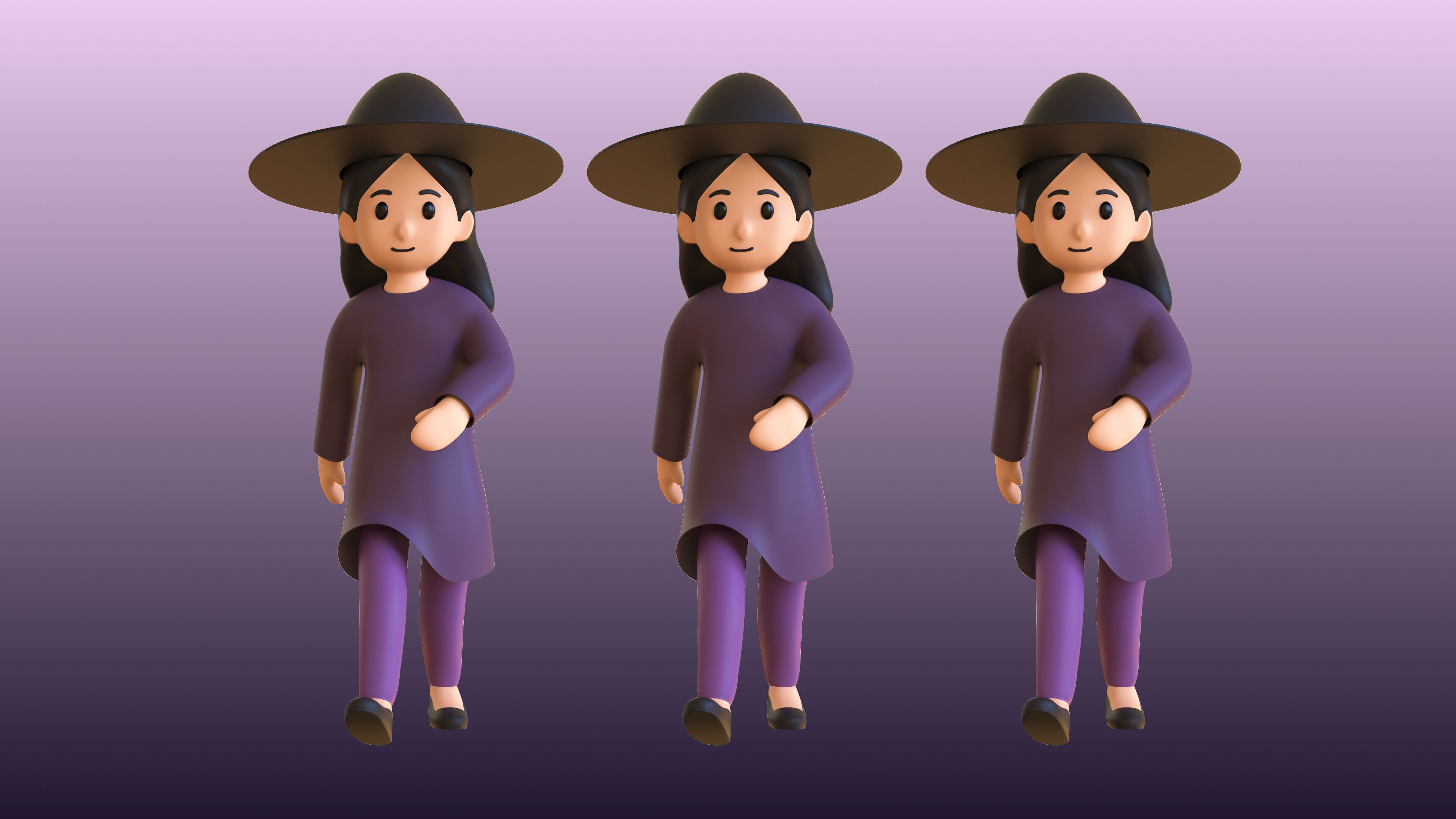 Casual Characters 02 Low-poly 3D model_23