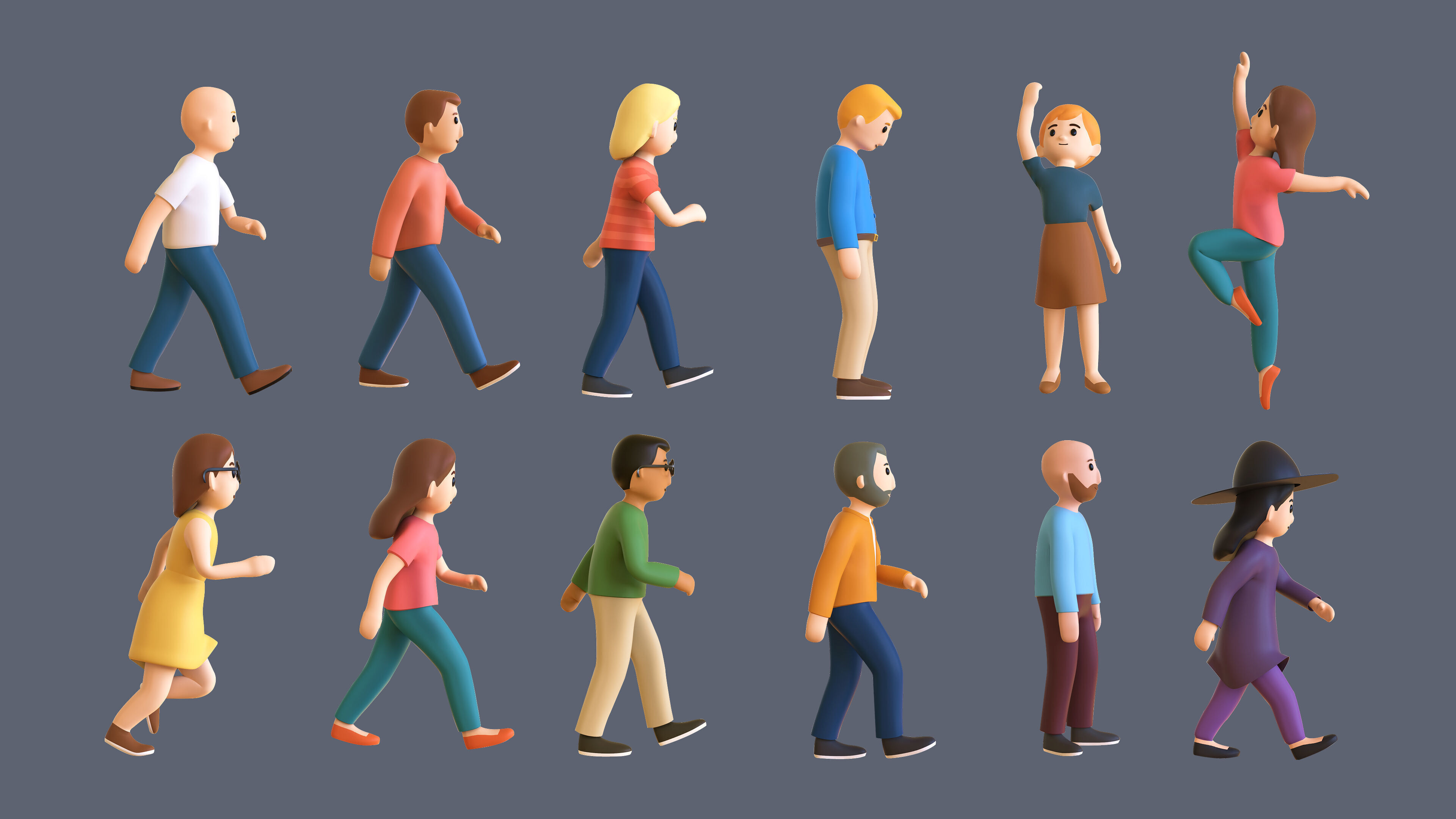 Casual Characters 02 Low-poly 3D model_2