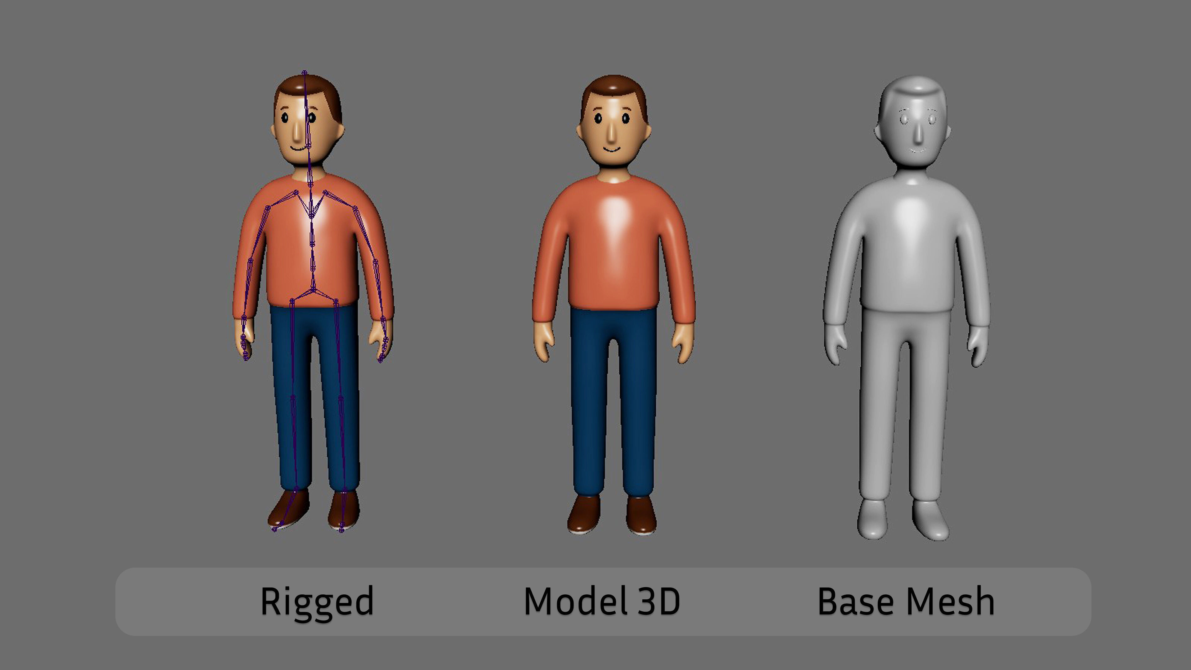 Casual Characters 02 Low-poly 3D model_6