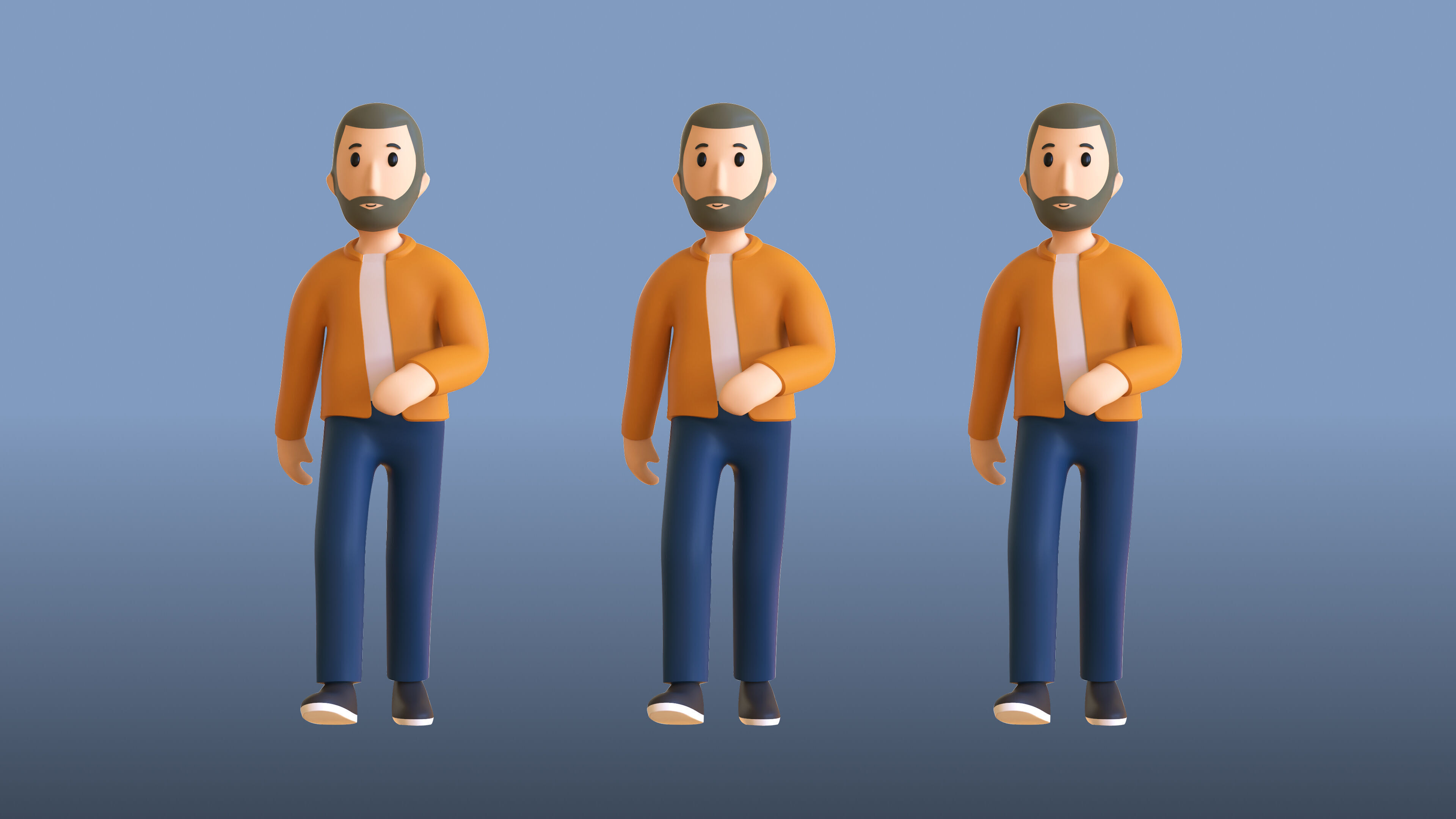 Casual Characters 02 Low-poly 3D model_13