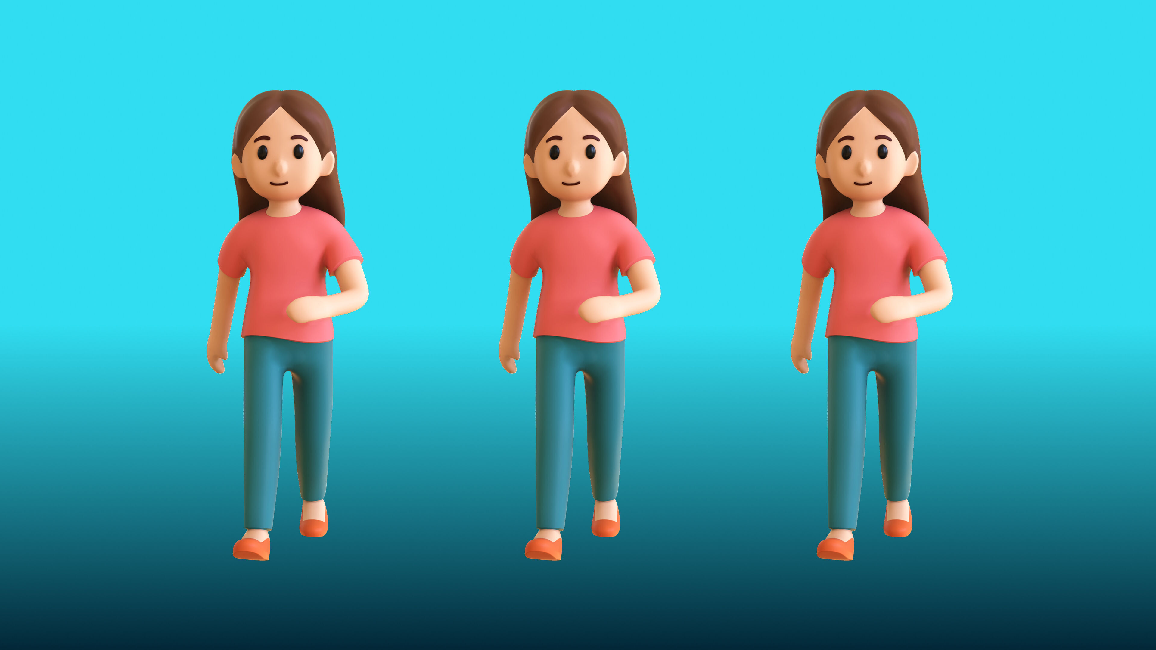 Casual Characters 02 Low-poly 3D model_21