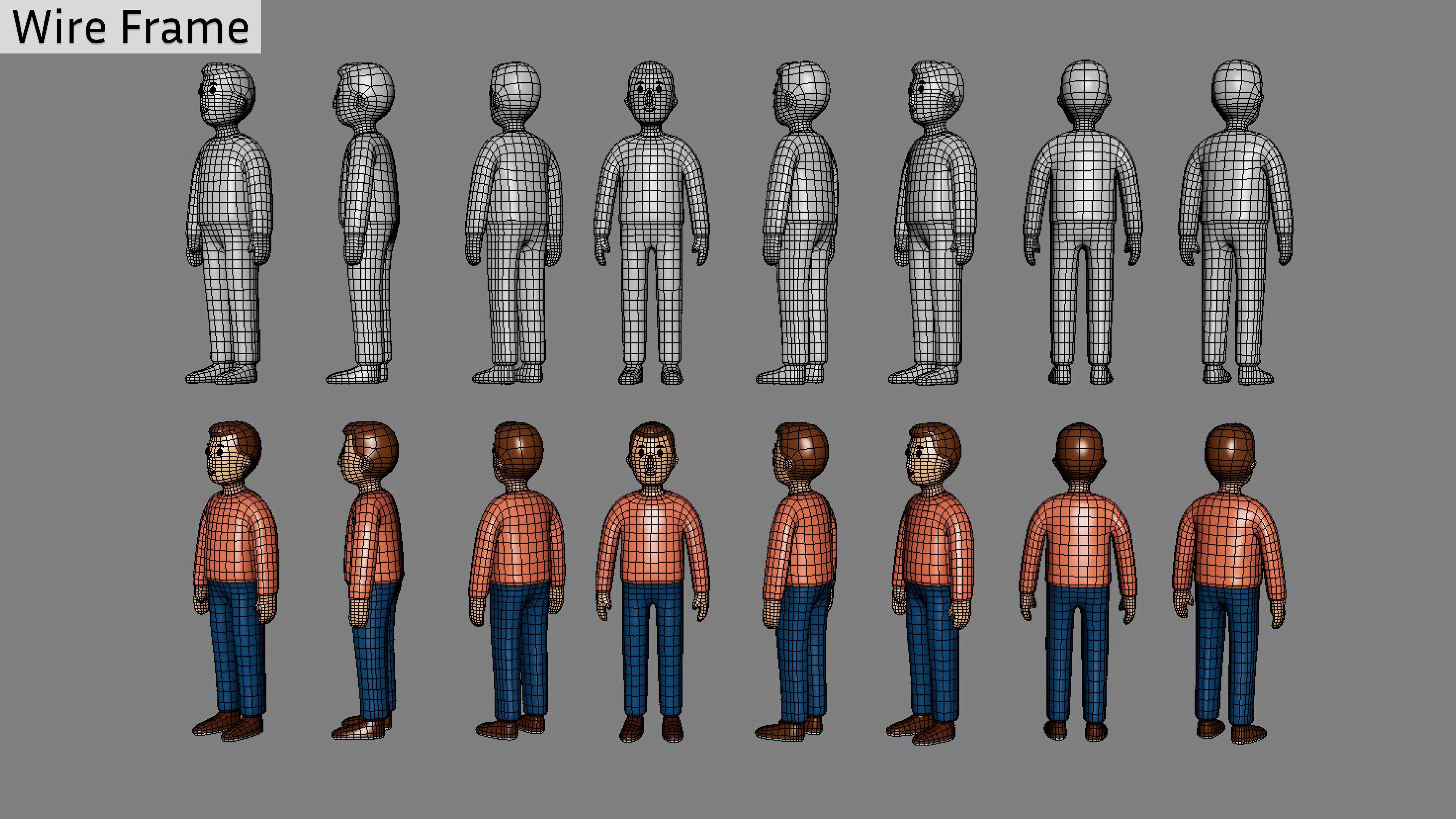 Casual Characters 02 Low-poly 3D model_9