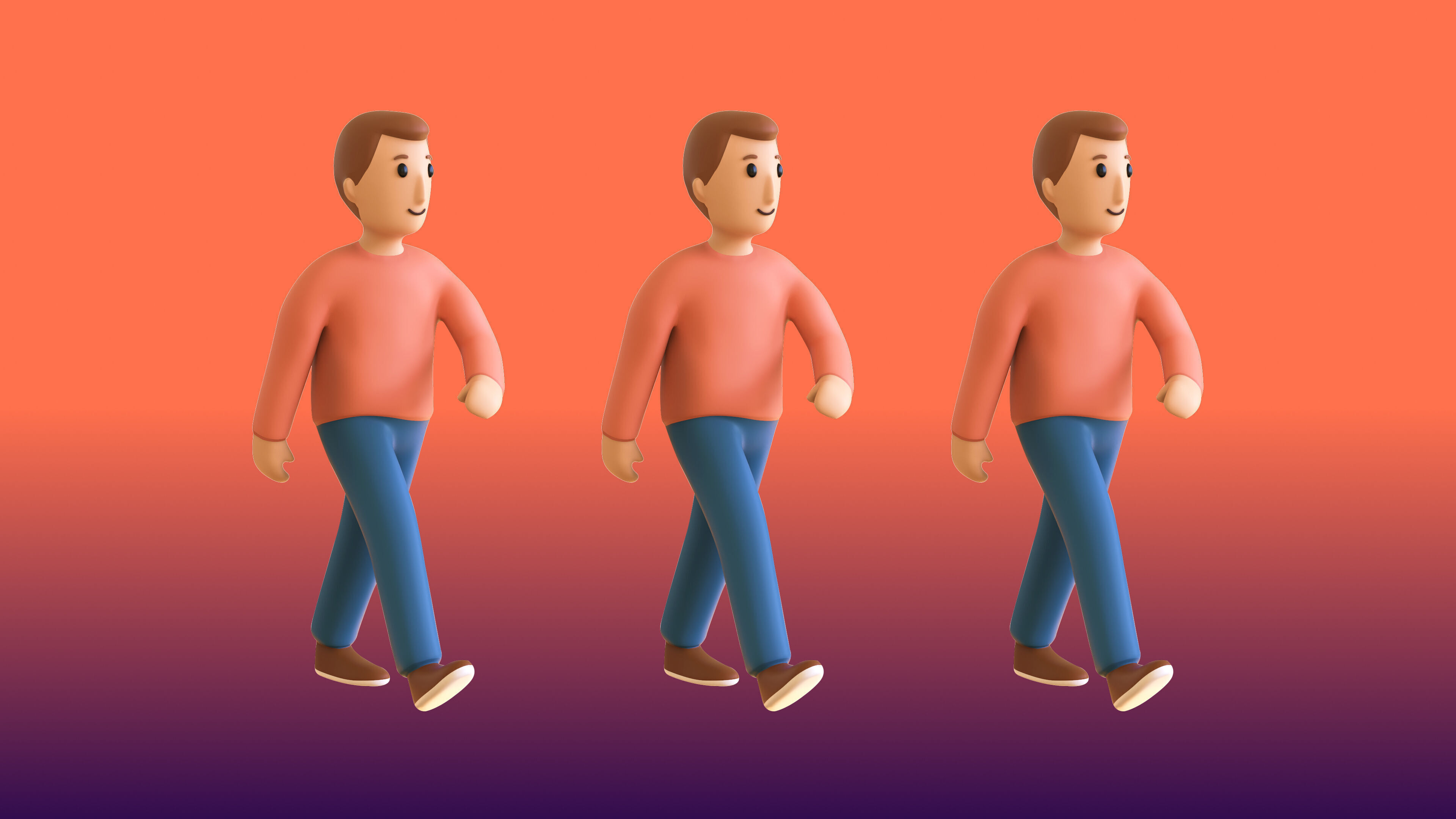 Casual Characters 02 Low-poly 3D model_11