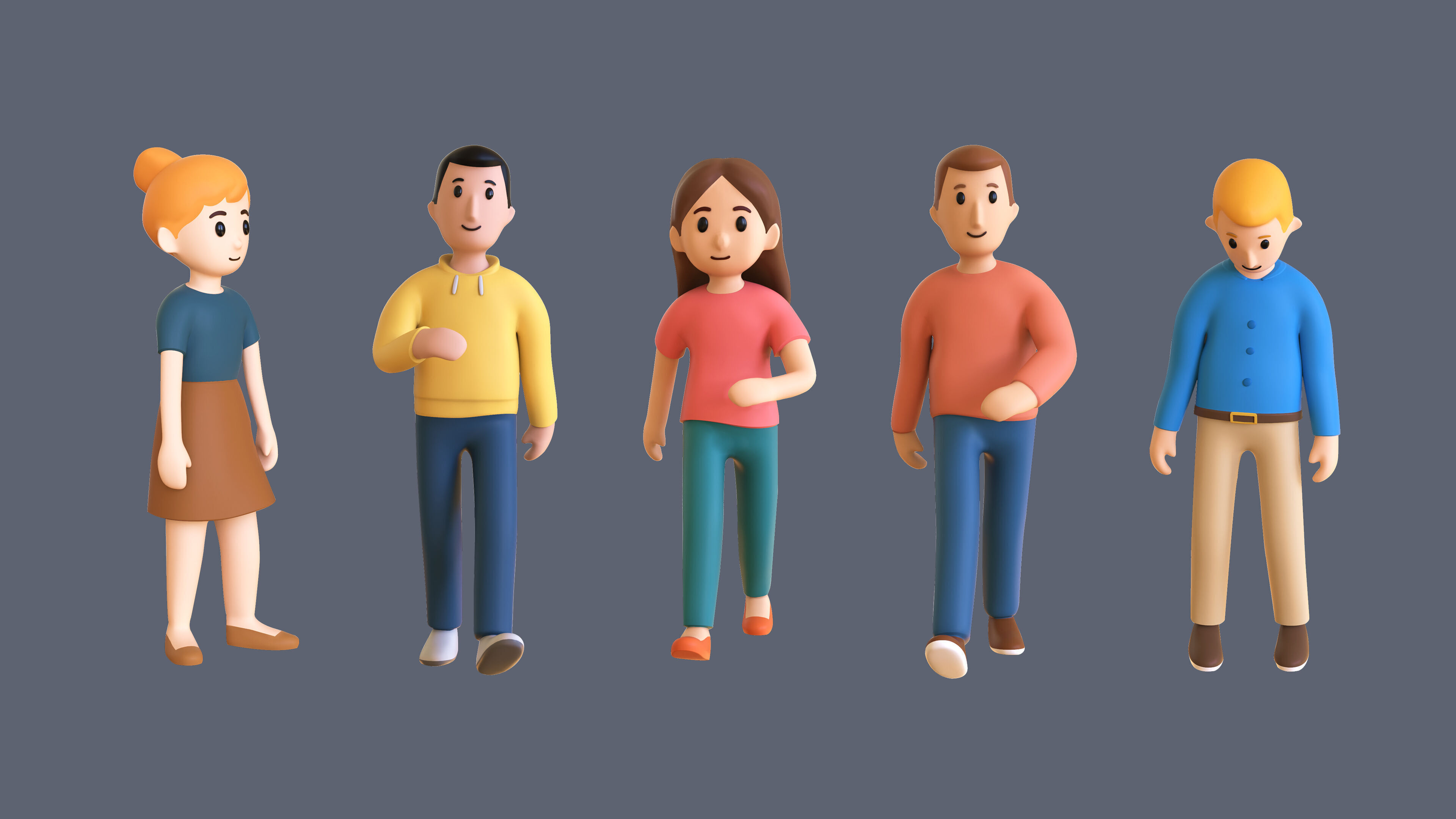 Casual Characters 02 Low-poly 3D model_5