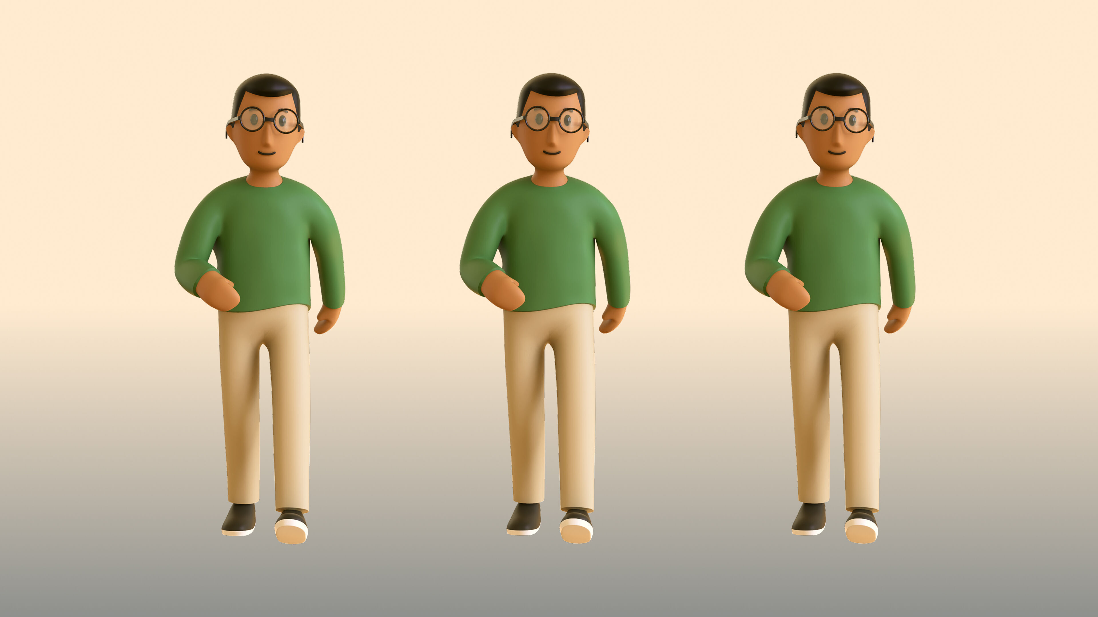 Casual Characters 02 Low-poly 3D model_12