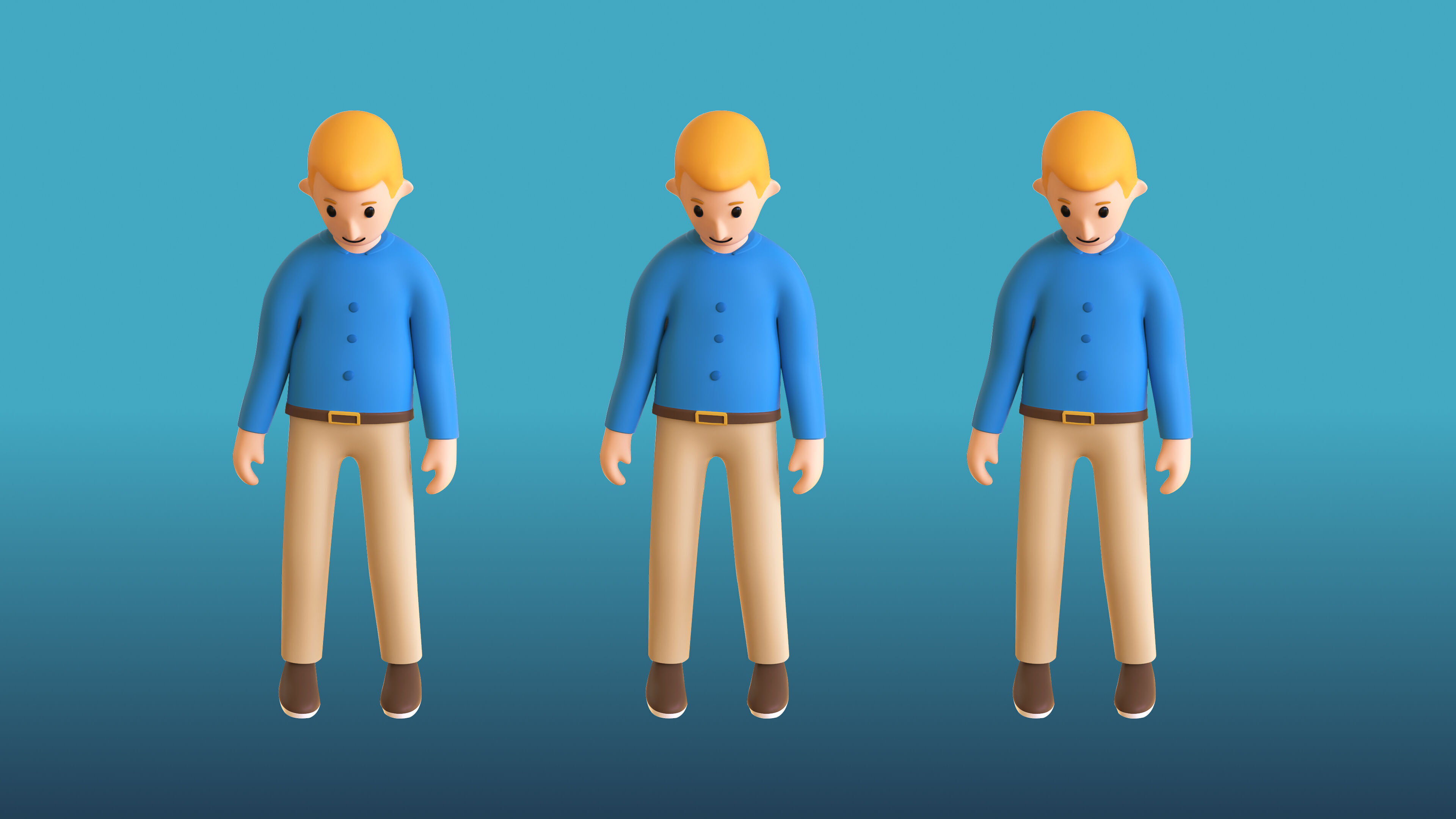 Casual Characters 02 Low-poly 3D model_22