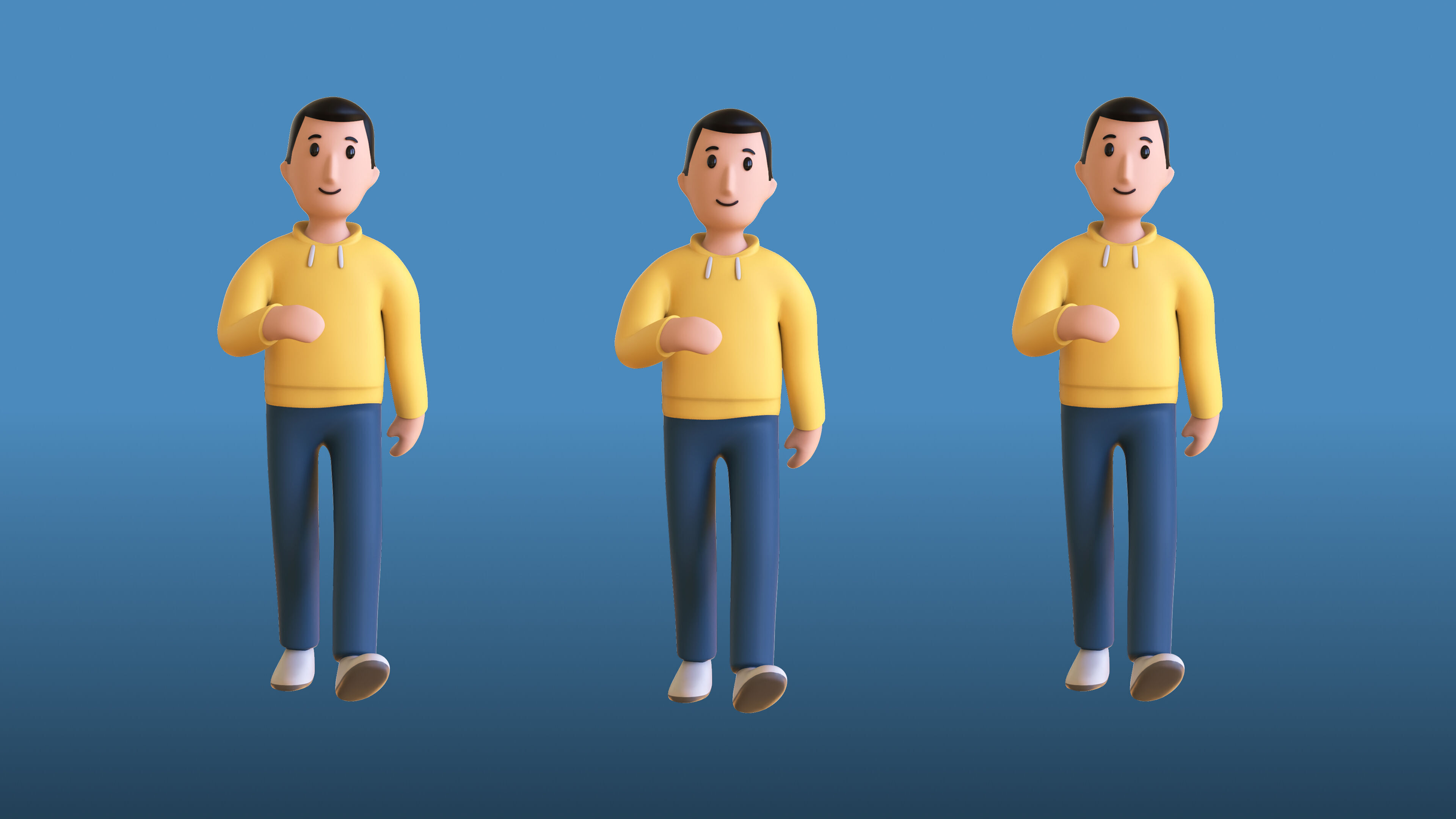Casual Characters 02 Low-poly 3D model_19