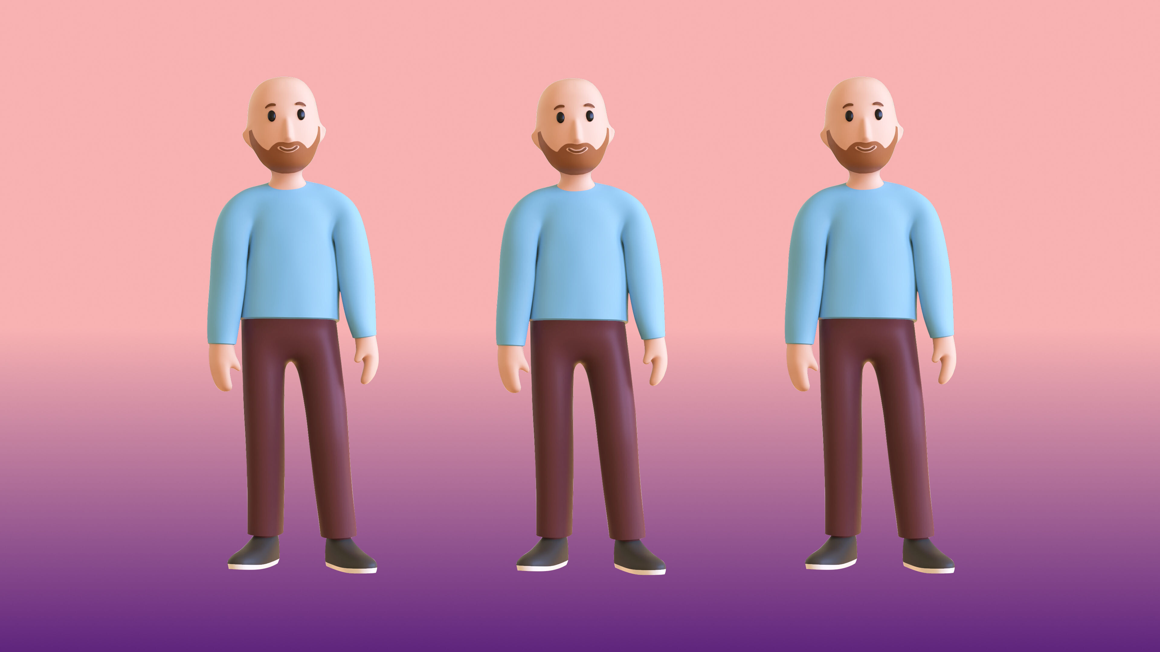 Casual Characters 02 Low-poly 3D model_14