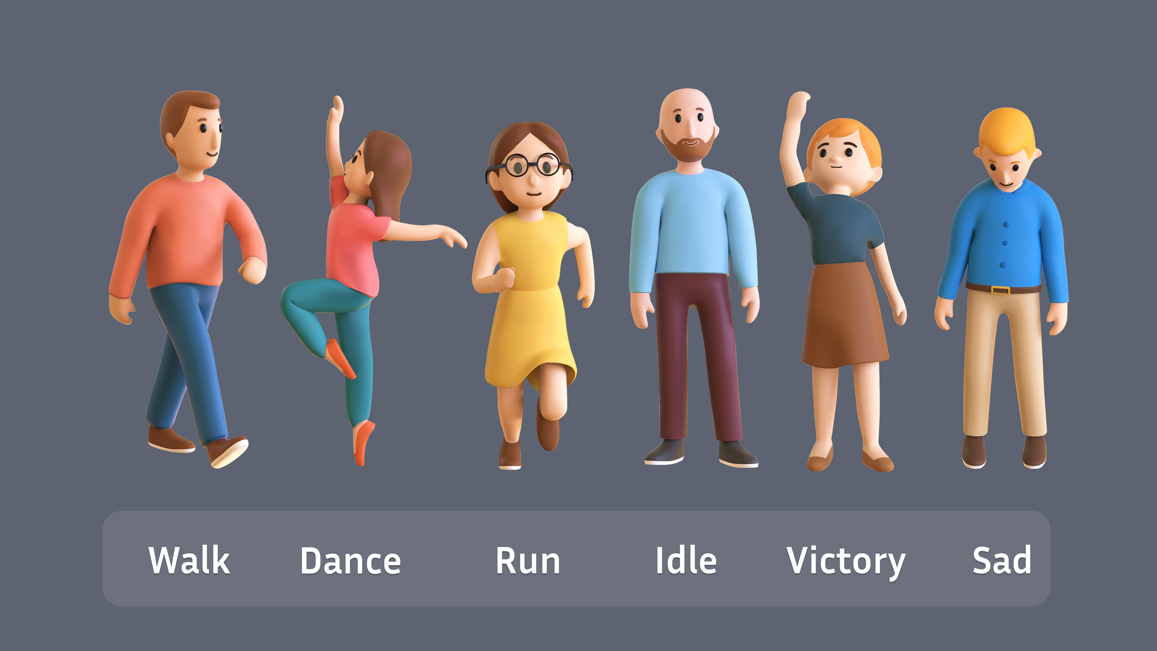 Casual Characters 02 Low-poly 3D model_3