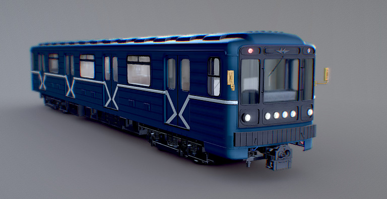 High Poly Metro Train 3D Model WIP 3D model_1
