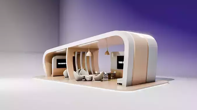 Modern Futuristic Exhibition Booth Design 3D Model