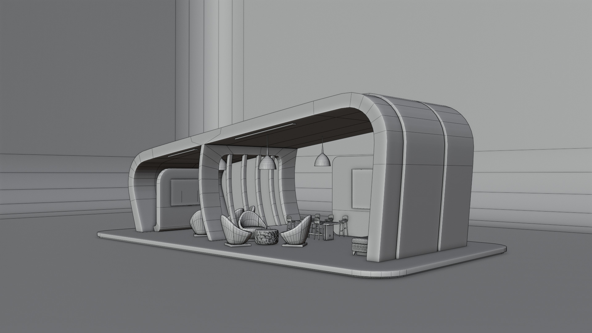 Modern Futuristic Exhibition Booth Design 3D Model 3D model_8
