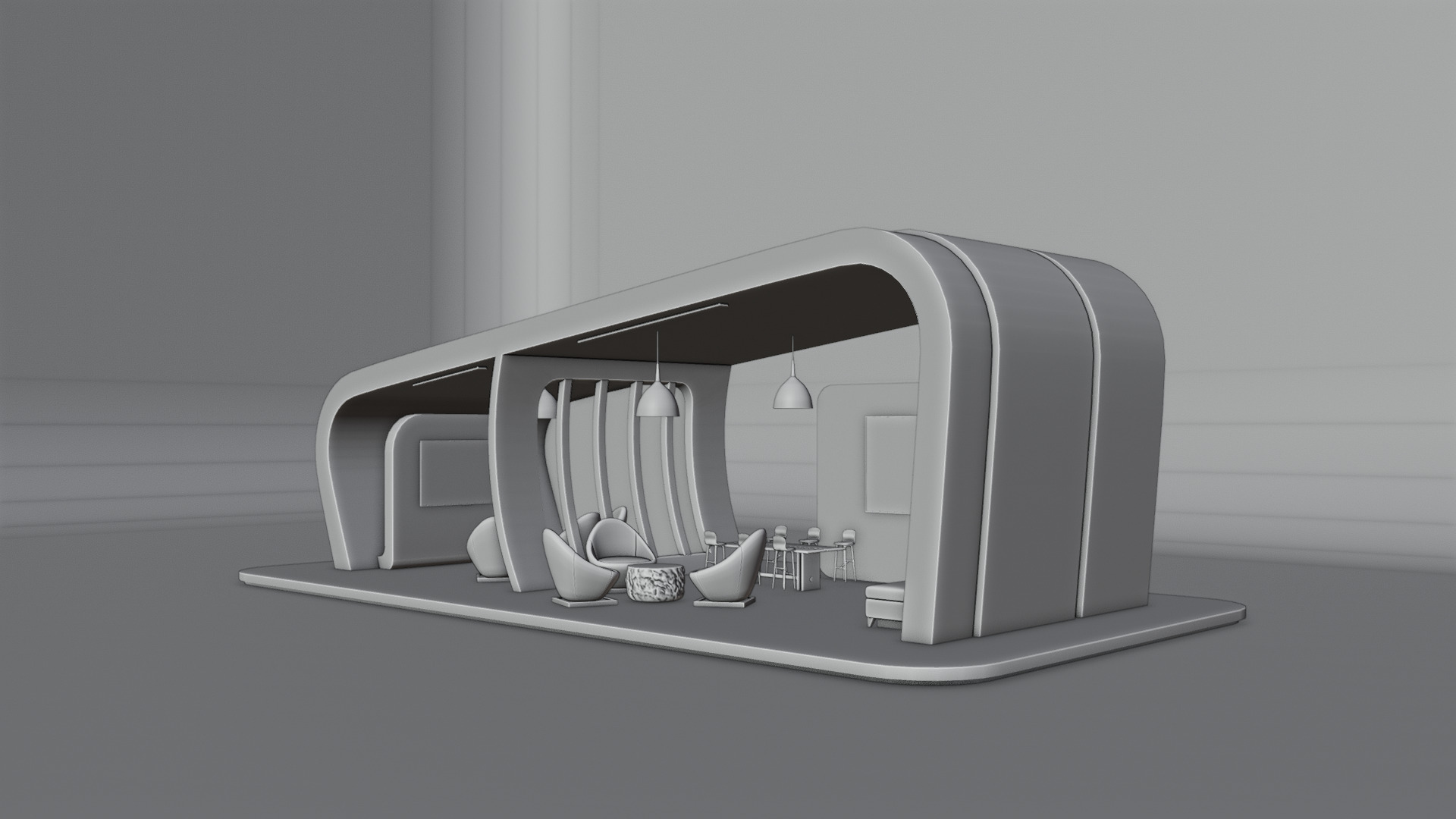 Modern Futuristic Exhibition Booth Design 3D Model 3D model_7