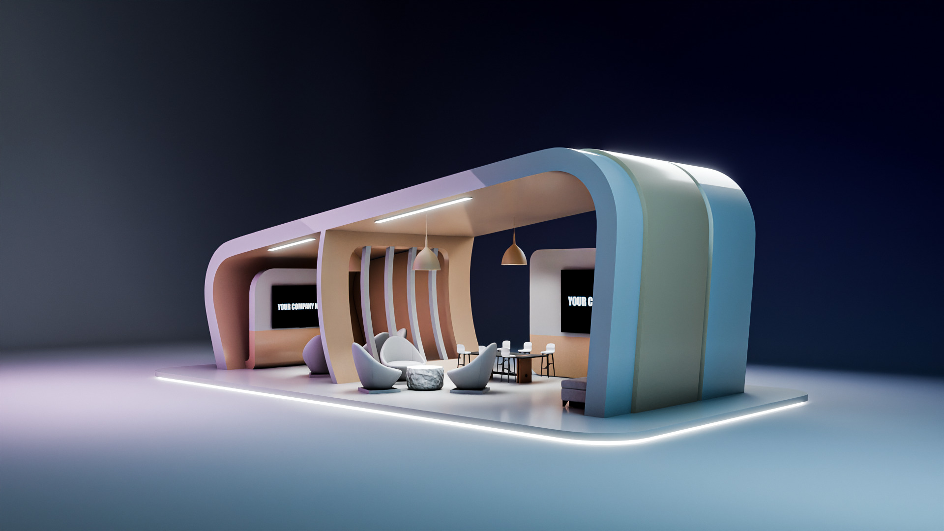 Modern Futuristic Exhibition Booth Design 3D Model 3D model_6