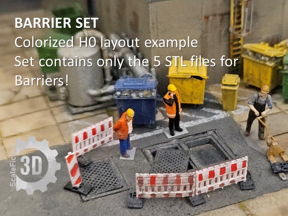 1 - 87 H0-Scale - Barriers Set - Resin printable 3D print model_1
