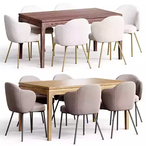 Dining set 04 Groove table and Simone chair