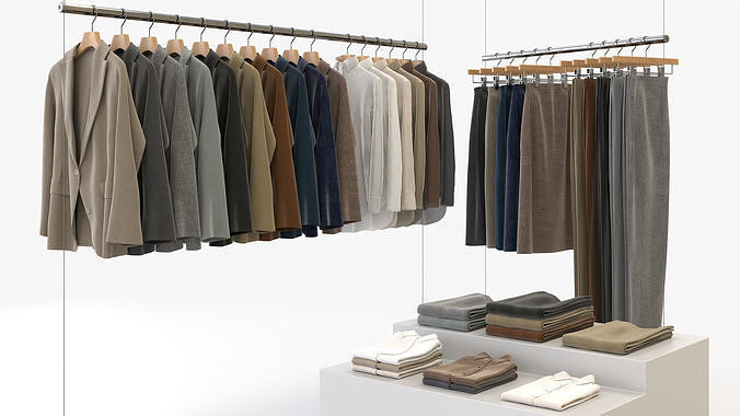 Business Womens Clothing 3D Model Set - Hanging and Folded 3D model