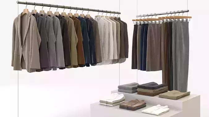 Business Womens Clothing 3D Model Set - Hanging and Folded 3D model