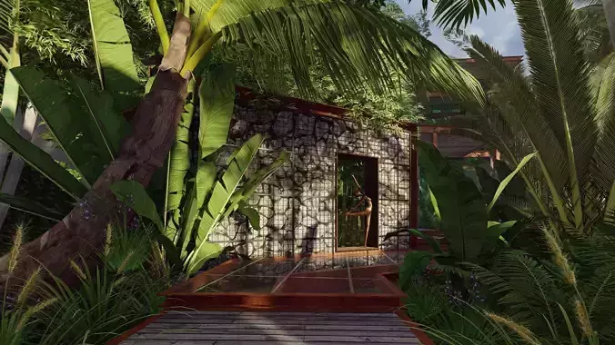 Modern Sales Office Building with Landscape 