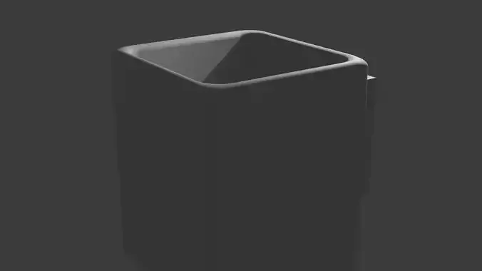 Untextured Rounded Square Mug 3D Model