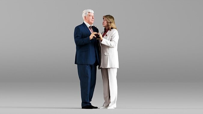 S00087 Elderly Couple Holding Hands 3D model
