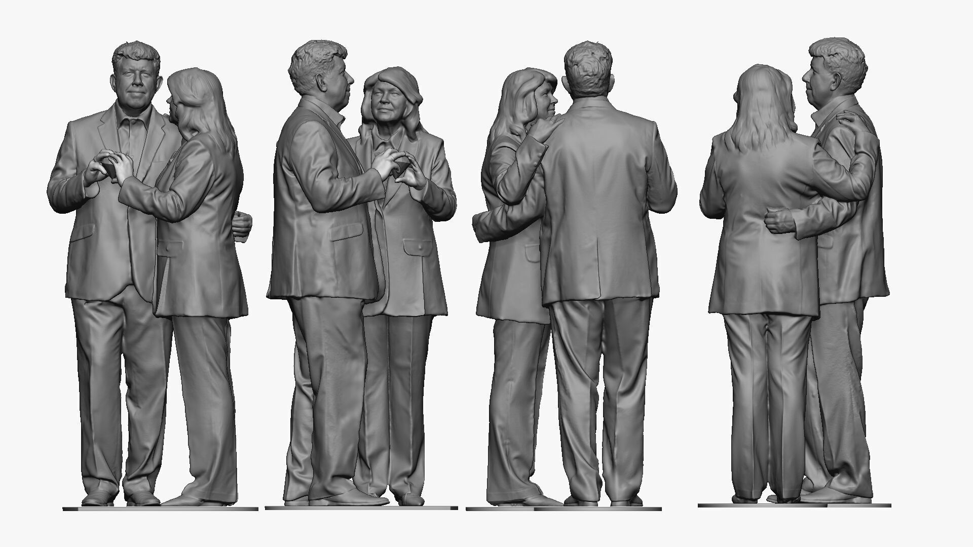 S00087 Elderly Couple Holding Hands 3dp 3D print model_9