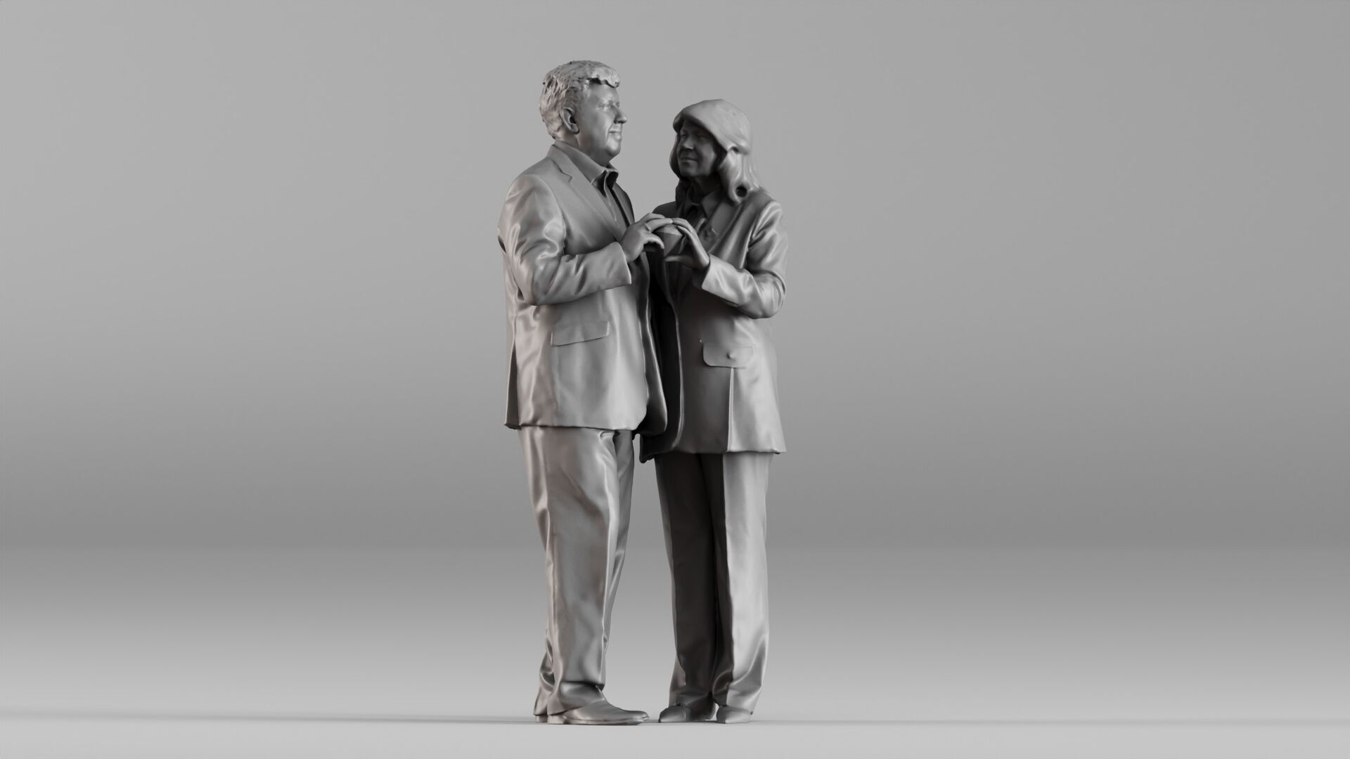 S00087 Elderly Couple Holding Hands 3dp 3D print model_1