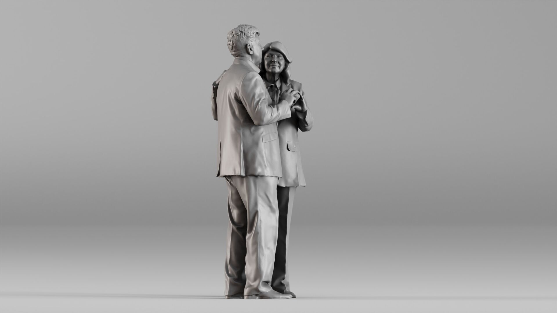 S00087 Elderly Couple Holding Hands 3dp 3D print model_2