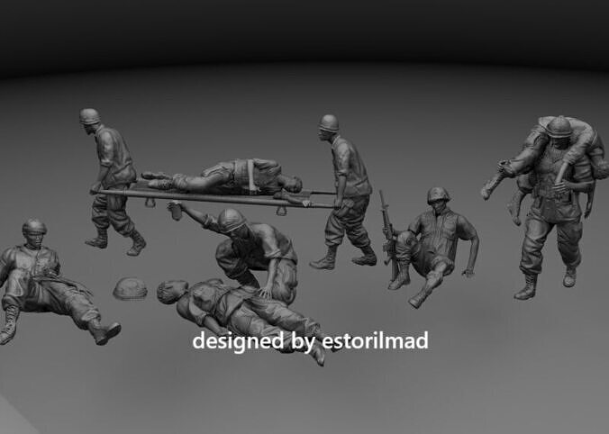 WOUNTED AMERICANS IN VIETNAM DOCTORS 3D print model
